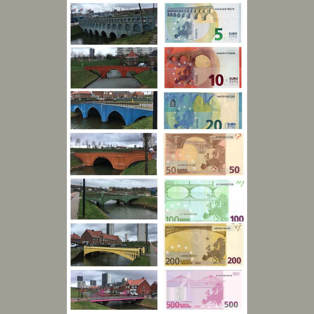 All these bridges you see on Euro notes are located in Spijkenisse, The Netherlands