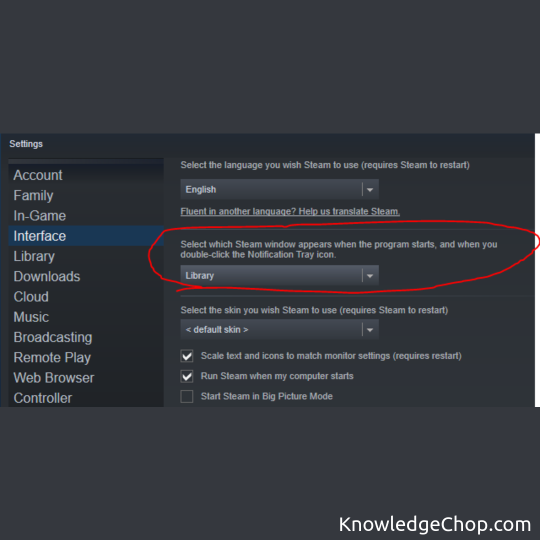 Change your Steam settings to open directly to your library instead of ...