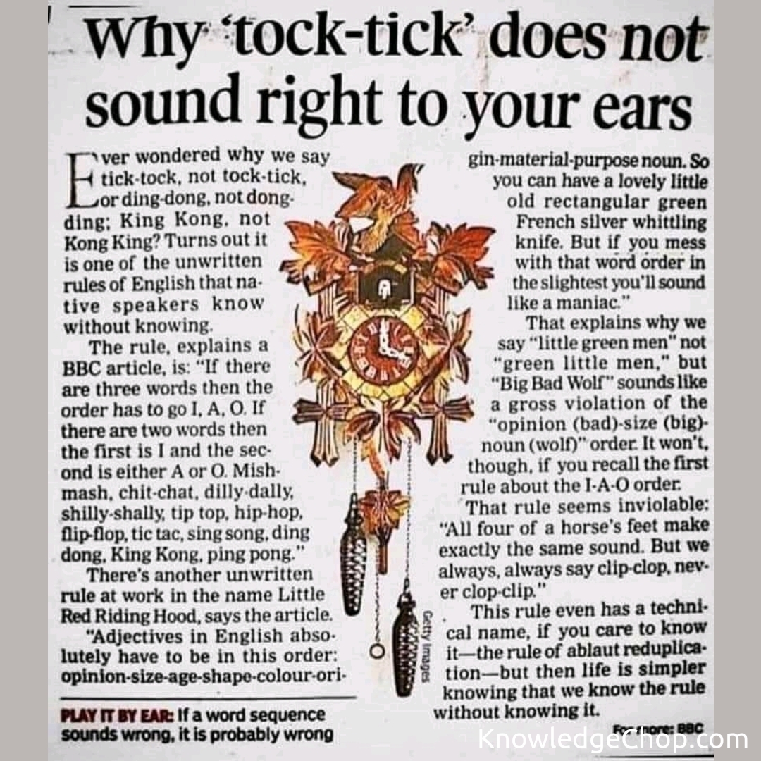 Why tock-tick doesn't sound right to your ears?